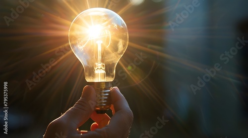 Light bulb on plain background, person and light bulb, person new idea, hand holding light bulb, bulb hanging on plain background, person’s head replace with light bulb