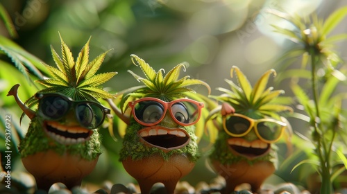 Funny 3d Character of Cannabis guys look so fun