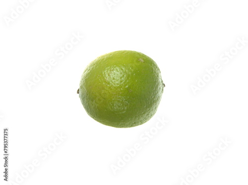 Fresh lime fruit, green citrus fruit, Bear lime, Tahiti lime, on white background photo