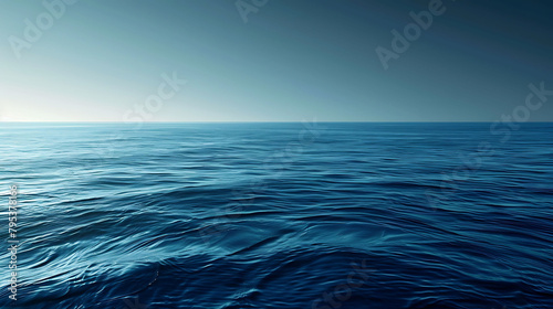 a serene ocean scene with clear blue skies and calm waters