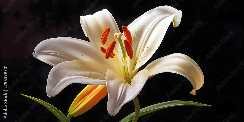 Fototapeta premium Panorama of colorful lillies. AI generated. 