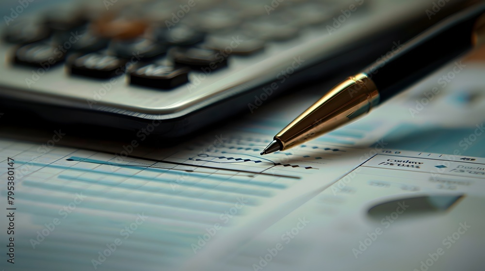 Dynamic Office Scene: Pen Highlighting Key Stats on a Graph for Business Growth Dynamic Office Scene: Pen Highlighting Key Stats on a Graph for Business Growth