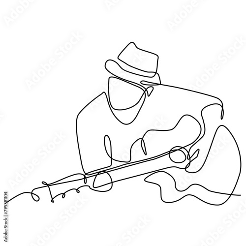 minimalist musician guitarist painted with a single line