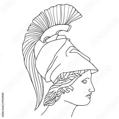 portrait of an ancient warrior in profile