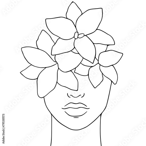 woman with flowers on her head