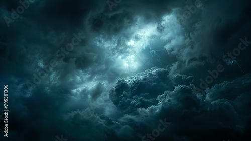 real photograph of a thunder on a completely dark sky background