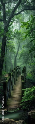 A bridge over a stream in a forest