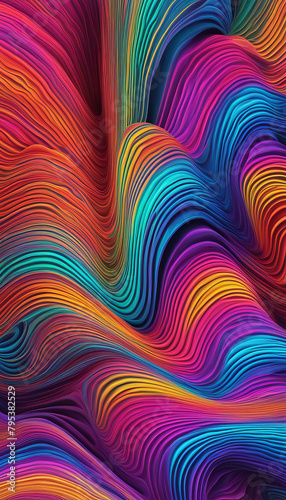 Bright Colorful Waves: An abstract background of multicolored lines creating dynamic and energetic shapes