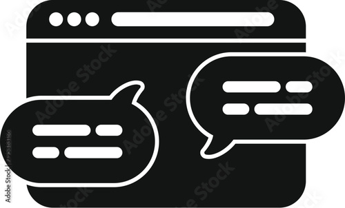 Online agent help icon simple vector. Support chat app. Model web dialog