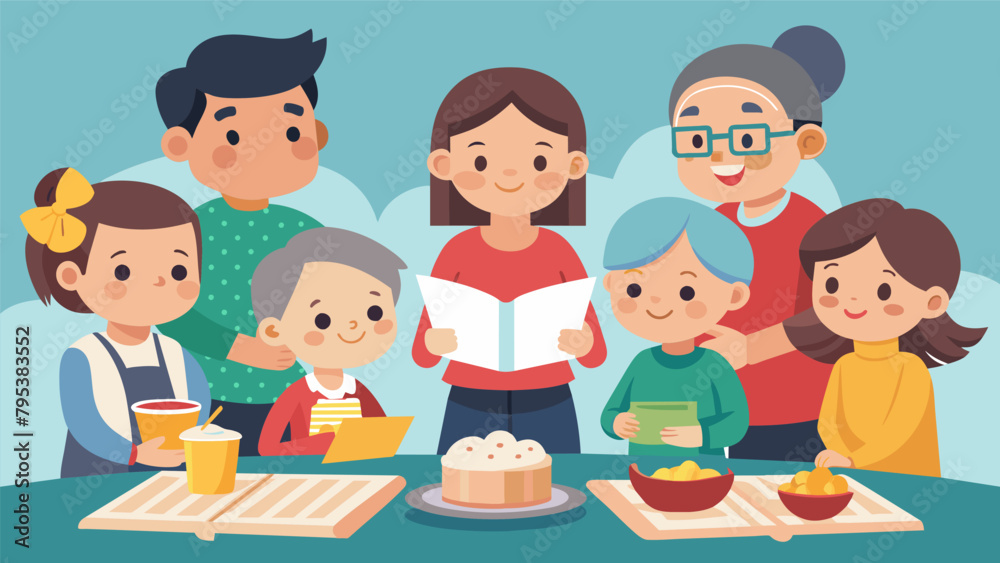 A group of cousins crowded around the kitchen table each armed with a treasured family recipe passed down from their grandparents as they A group of cousins crowded around the kitchen table each armed with a treasured family recipe passed down from their grandparents as they