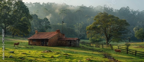 fotografia de uma fazenda de bois e vacas, com uma porteira e uma placa de propriedade particular imagem capturada por uma lente cannon 200mm photo