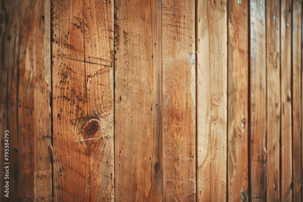 Naklejka premium Close-up of vintage wood paneling texture, showcasing the retro charm and character