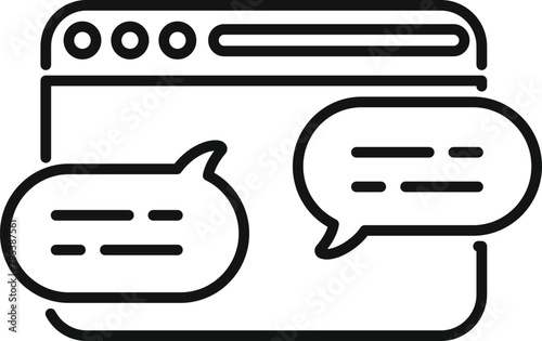 Online agent help icon outline vector. Support chat app. Model web dialog