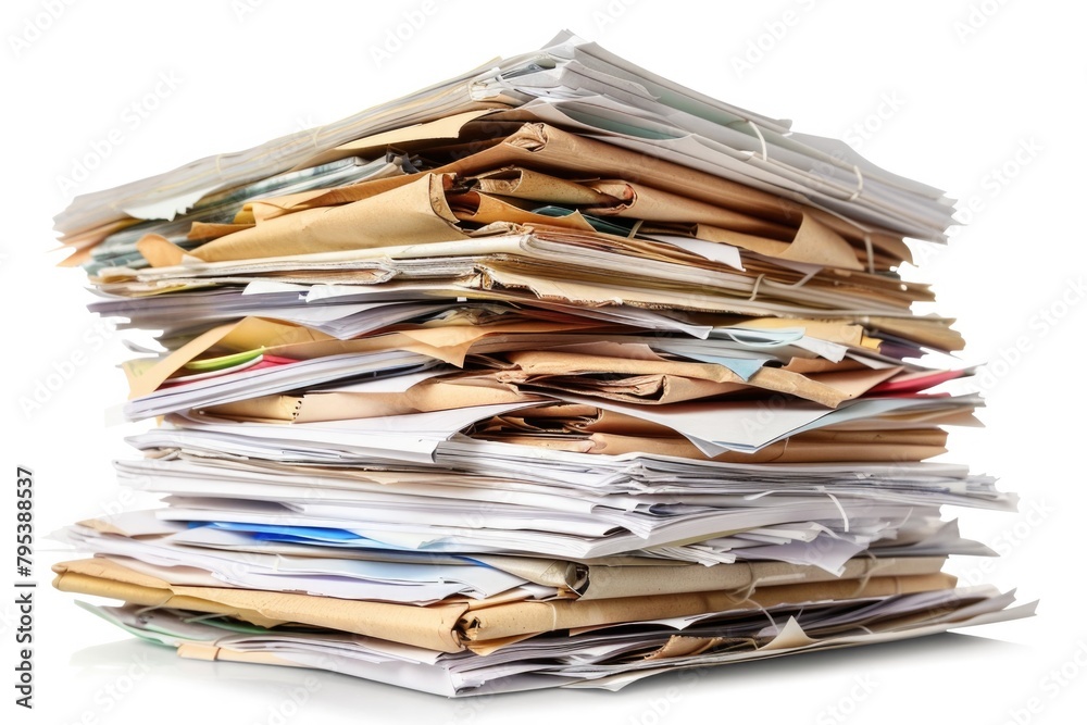 Stack of Office Paper Documents. Pile of Working Papers on Desk Stack of Office Paper Documents. Pile of Working Papers on Desk