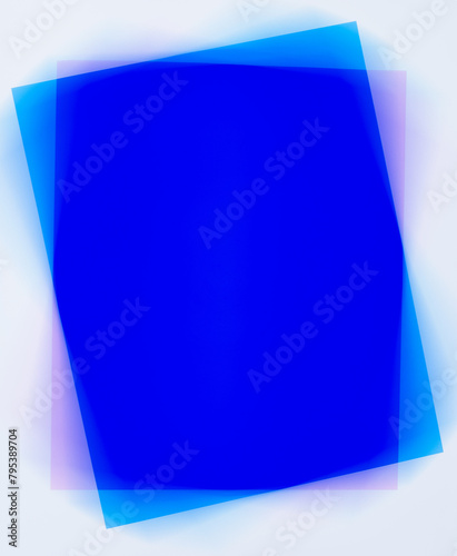 A motion blur abstract photo frame design with rectangles in blue on white with copy space