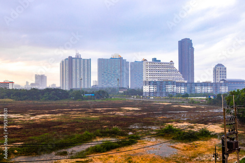 Highrise buildings skyscrapers streets city cityscape in Pattaya Thailand. © arkadijschell