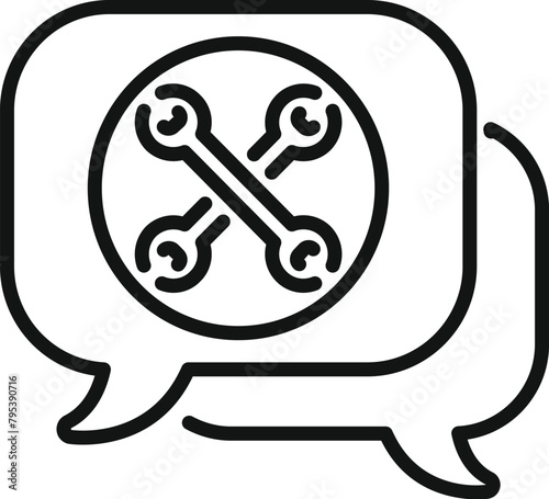 Tech chat support icon outline vector. Call center. Info online app