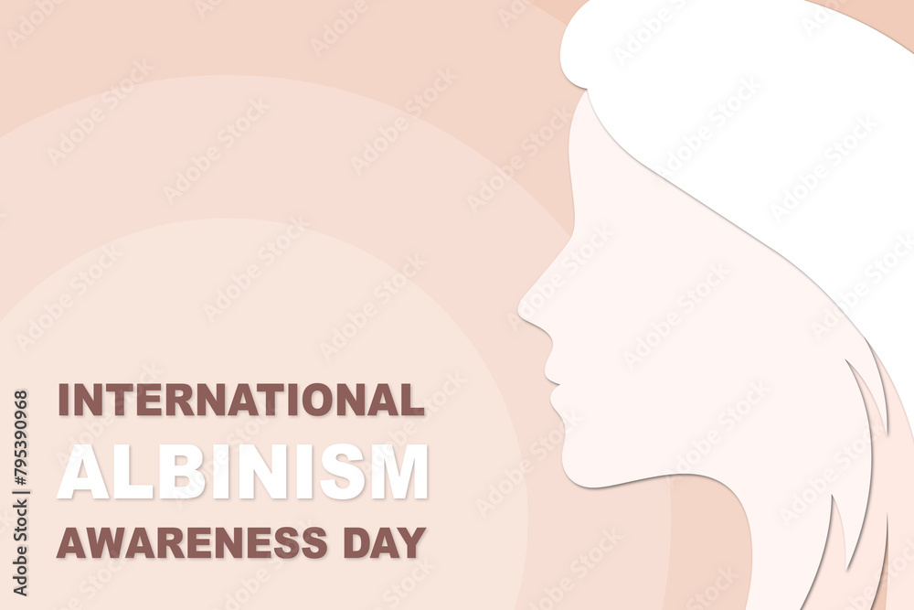 International Albinism Awareness Day: A symbolic female face and the event title against a light backdrop, ideal for any Albinism-related content.