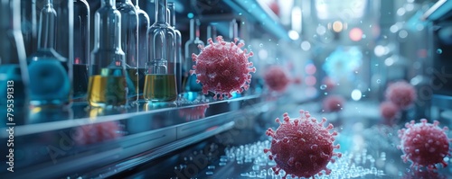 Conceptual image of virus research in a laboratory setting.
