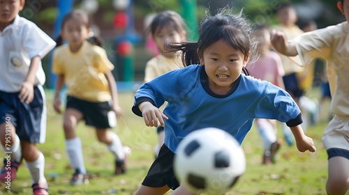 Riveting School Soccer Tournament: Asian Kids in Intense Play © pkproject