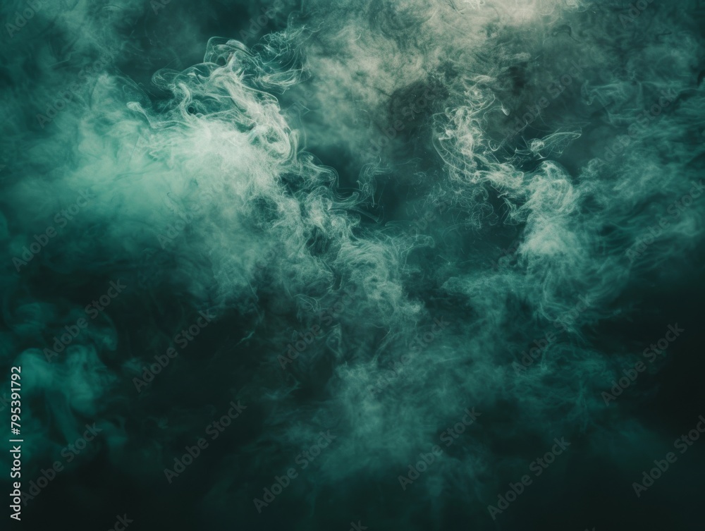 Fototapeta premium A dark green cloud of smoke fills the air.