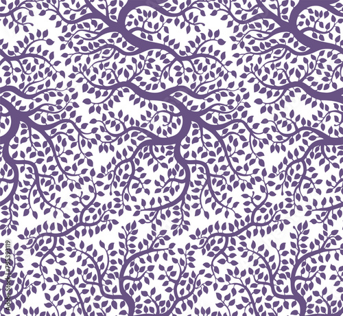 Red beautiful vector tree pattern. Natural wallpaper, floral decoration, illu...
