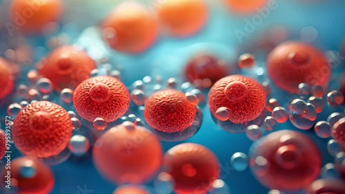 Close up of bacteria and virus cells in science laboratory sample for serum. Laboratory researches, Medicine and healthcare	 photo