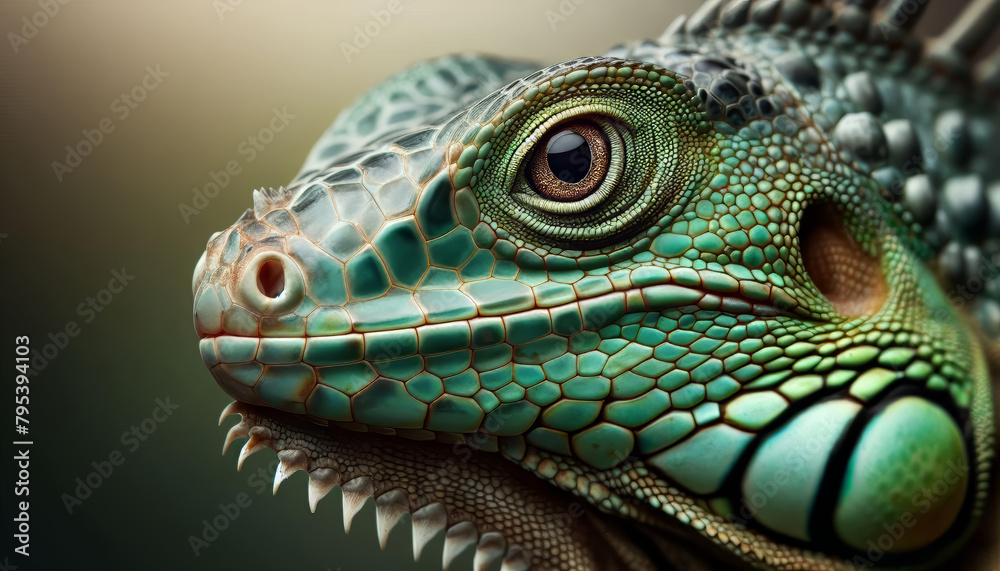 green iguana close up - Generative AI green iguana close up - Generative AI