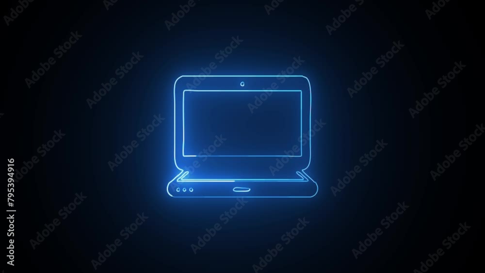 Laptop icon isolated on black background. Computer notebook with empty screen sign. 4K Video motion graphic animation. Laptop icon isolated on black background. Computer notebook with empty screen sign. 4K Video motion graphic animation.
