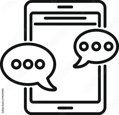Smart online help icon outline vector. Support chat. Speech app info
