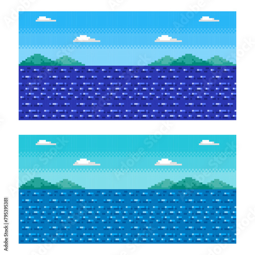 ドット絵 背景（海）セット