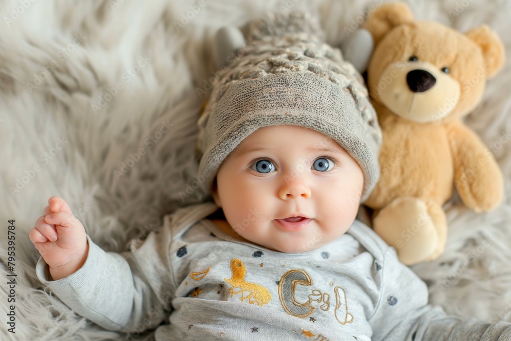 baby with a teddy bear baby with a teddy bear
