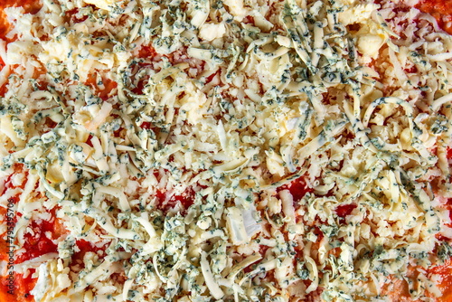 Close-up View - Pizza Ready for Baking