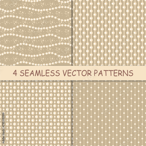 Seamless glamour print pattern with beads jewelry art decor wallpaper for textile, package, paper