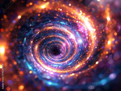 A glowing blue and orange spiral.