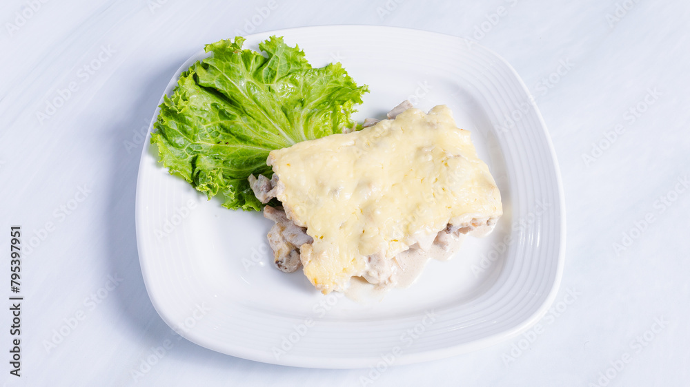Mimosa salad on plate isolated Mimosa salad on plate isolated