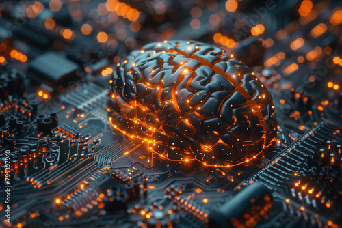Large language model AI machine learning concept brain business, 3d, illustration