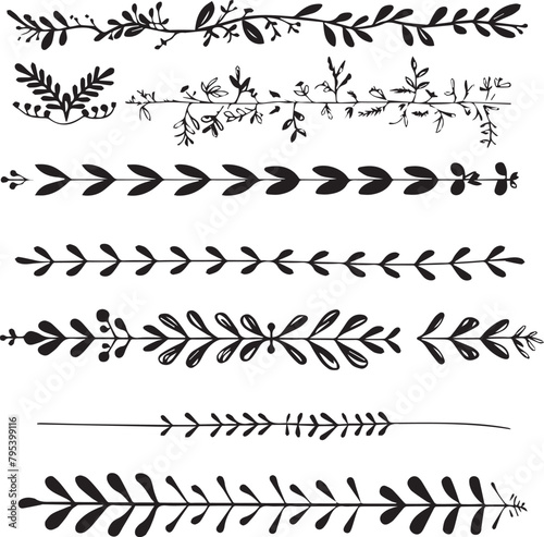 Set of vector simple leaves, ornamental design elements.