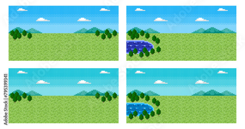 ドット絵 背景（草原）セット01