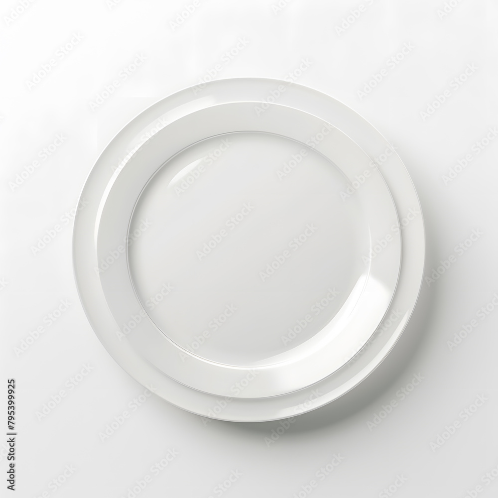 White plate top view mock up isolated on white background White plate top view mock up isolated on white background
