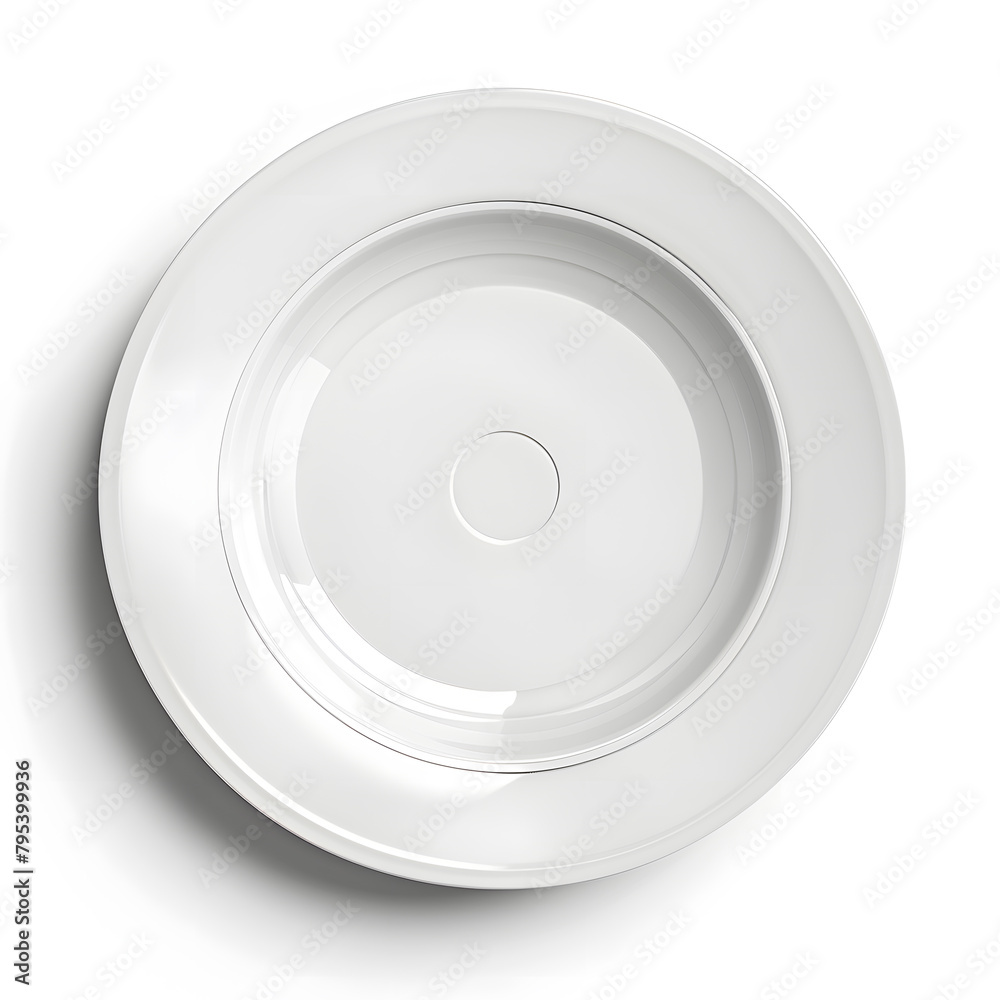 White plate top view mock up isolated on white background White plate top view mock up isolated on white background