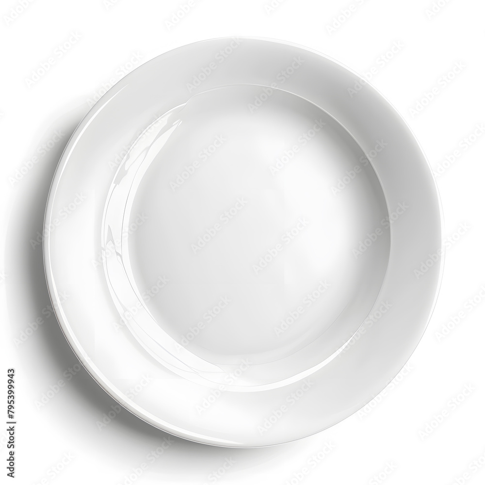White plate top view mock up isolated on white background White plate top view mock up isolated on white background