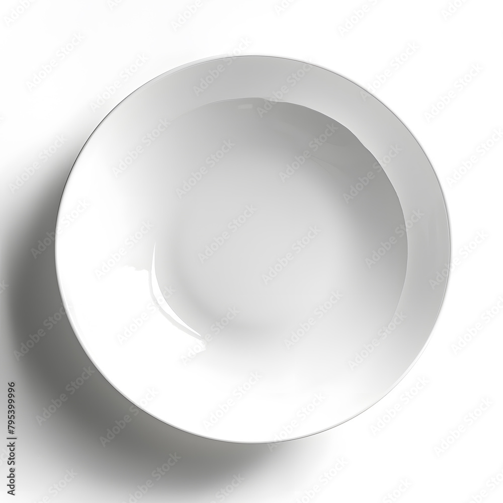 White plate top view mock up isolated on white background White plate top view mock up isolated on white background
