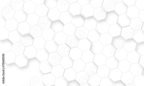 Fototapeta Naklejka Na Ścianę i Meble -  White seamless hexagon pattern background. Abstract hexagonal concept technology background. Vector Illustration