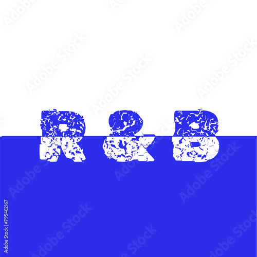 a word R n B on a blue and white background