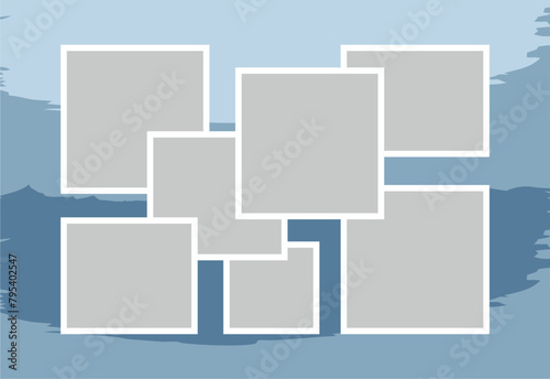 Pictures or photos frame collage. comics page grid layout abstract photo frames and digital photo wall template