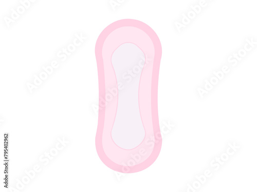 Pink Daily liner. Panty liner vector illustration. Daily female hygiene pad. Soft sanitary liner isolated on white background. Concept of daily feminine care, light protection, intimate hygiene. Print