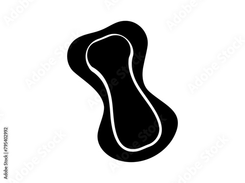 Black and white Daily liner. Panty liner vector illustration. Daily female hygiene pad. Sanitary liner isolated on white background. Concept of daily feminine care, protection, intimate hygiene. Print