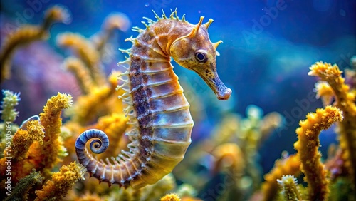 Seahorse swimming in aquarium