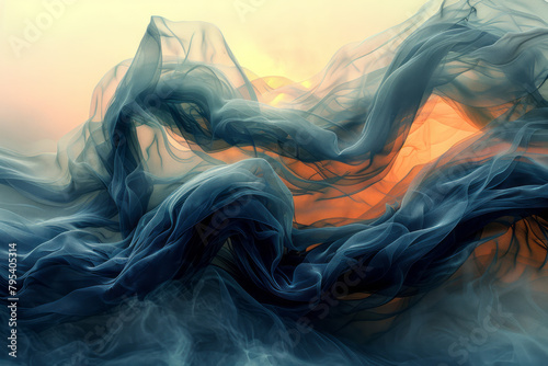 An artistic interpretation of wind, depicted with flowing watercolor lines,